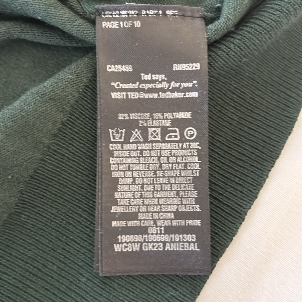 Ted Baker London Aniebal Dark Green Fringe Sweater Crew Neck Size 3 (6-8 US) - Picture 13 of 14